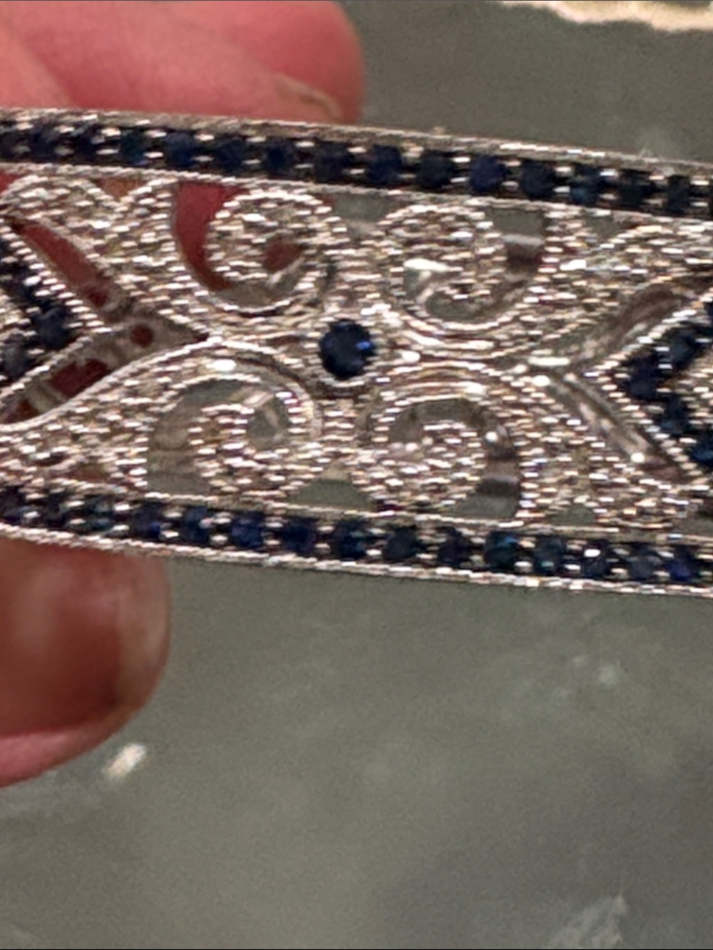 Sapphire Diamond  Bangle Sterling Silver new - Picture 5 of 14